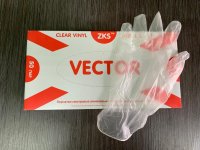 Перчатки Vector смотровые, винил/прозрачные S/M/L/XL/50пар/уп